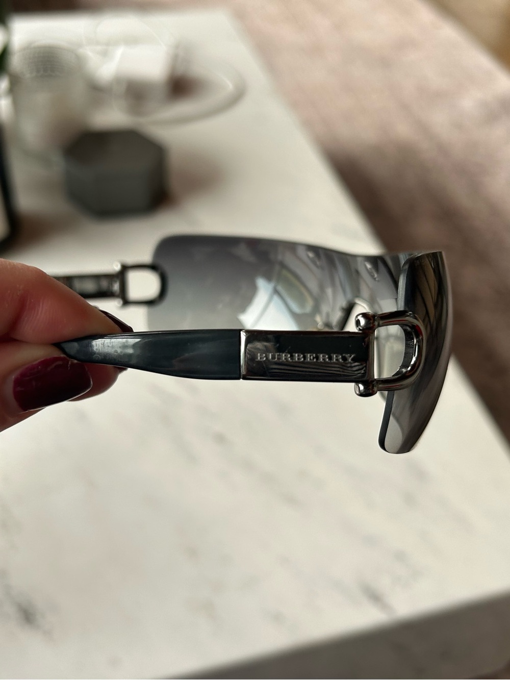 Burberry Men's Shield Sunglasses in Gray and Silver